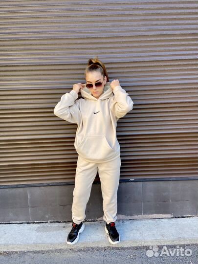 Новый теплый Костюм двойка Nike футер на плюше