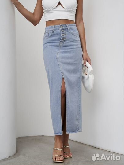 Джинсовая юбка женская длинная 40 размер