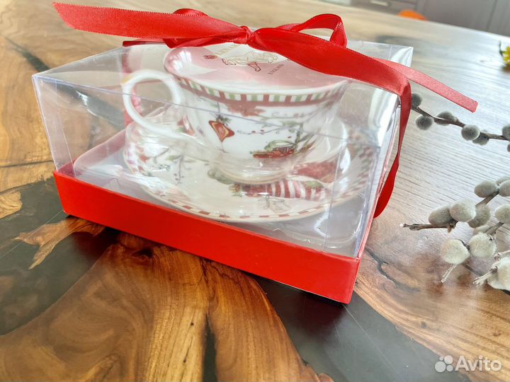 Чайная пара и ложка фарфор кружка блюдце