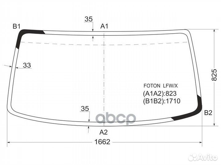 Стекло лобовое в клей foton ollin BJ1033/1041/1