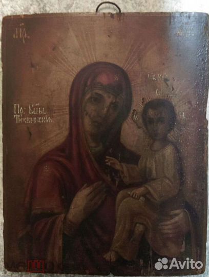 Икона старинная Богородица Тихвинская