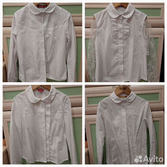 3 школьных рубашки для девочек 128 см