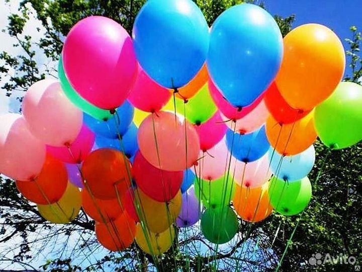 Воздушные шары с гелием, свет. шарики и сердечки
