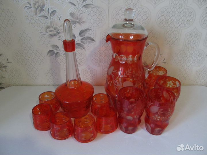 Посуда красное стекло СССР