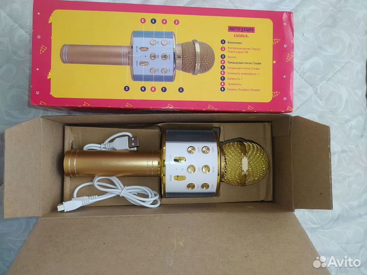 Микрофон для караоке для колонка Wster WS-858 Gold