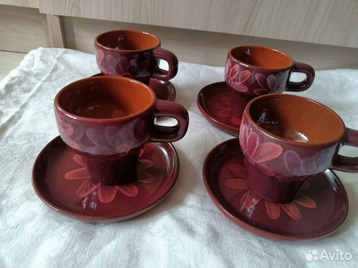 Глиняный кофейный набор