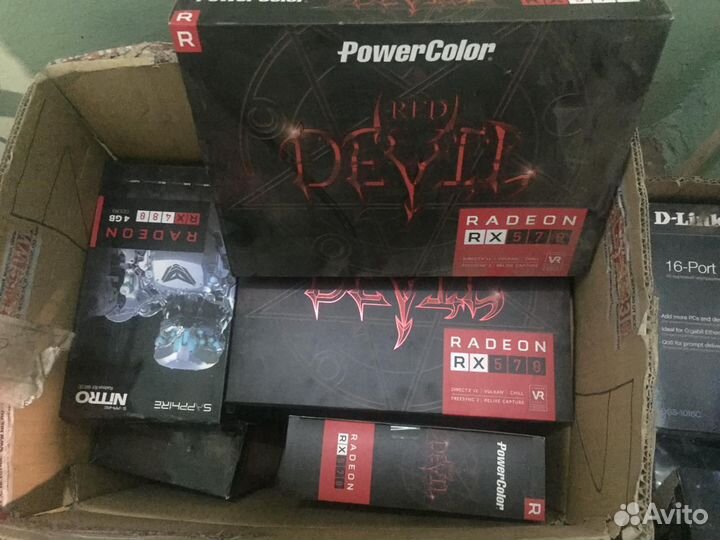 Коробка от видеокарты,мат плата,бп + бу райзера