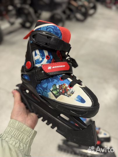 Коньки детские раздвижные 26-31 marvel мстители