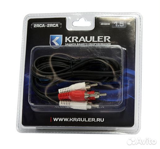 Кабель krauler 2RCA(M) -2RCA(F), 1.5м, блистер