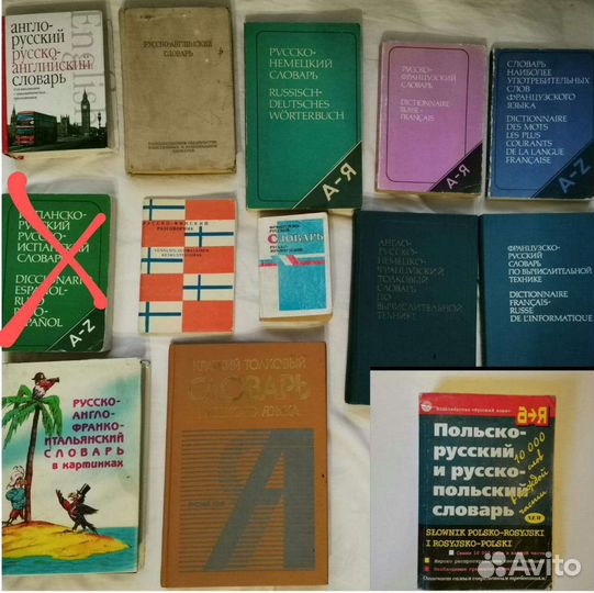 Учебники и словари: английский, французский, немец