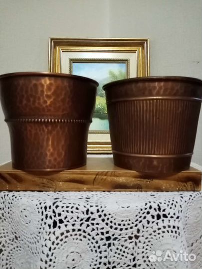 Добротное медное кашпо. Германия