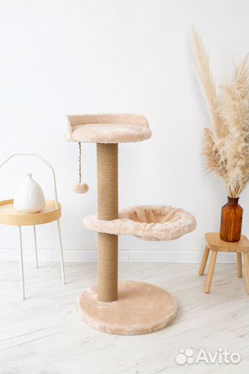 Когтеточка столбик с гамаком