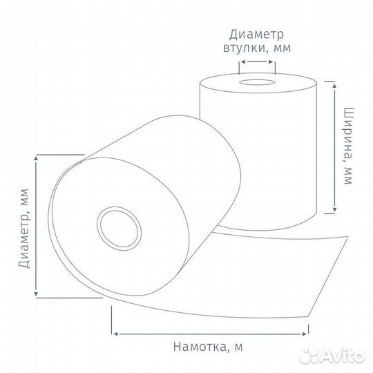Чековая лента 57мм, намотка 30м, втулка 12мм