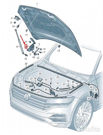 Петля капота правая VAG 760823302C из Европы