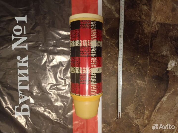 Термос советский с принтом в духе burberry