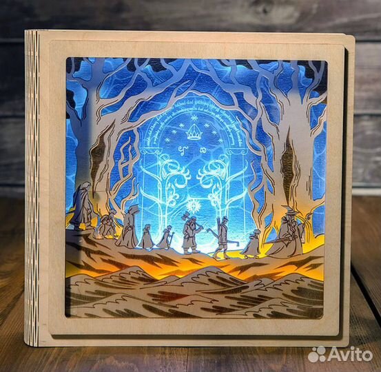 Ночник светильник деревянный Властелин колец