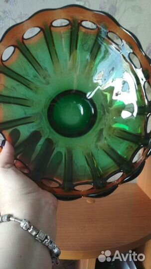 Ваза для фруктов Глазки цветной хрусталь лзхс