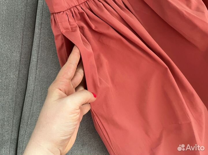 Zara розовая миди юбка баллон S 42 44 солнце