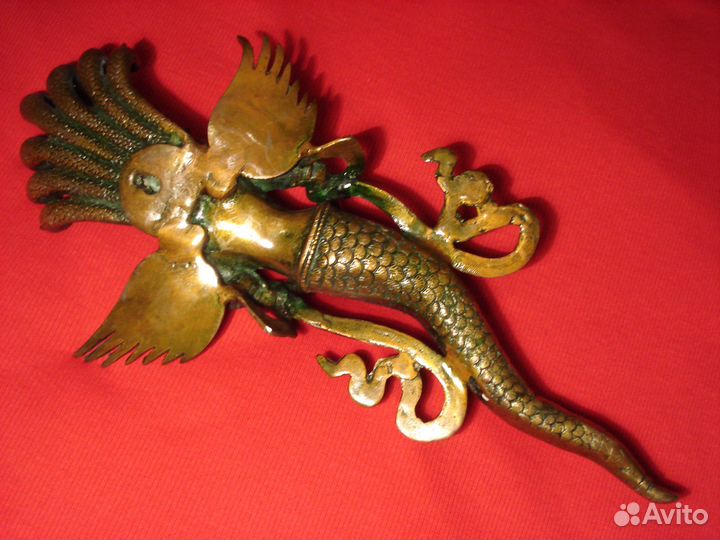 Русалка Наги На стену Латунь Индия Редкая Змея 30