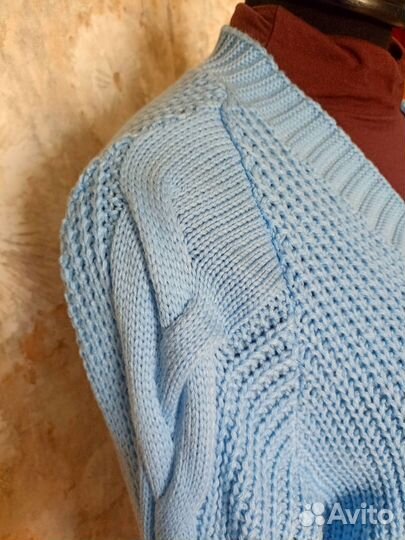 Кардиган женский длинный размер 42-48-52 голубой