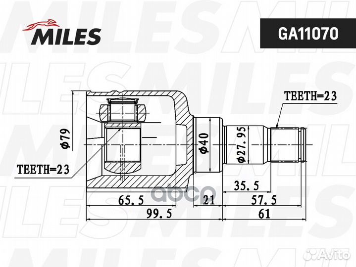 Шрус ford focus II 04-11 внутр. левый GA11070