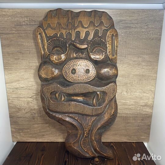 Большая Картина Панно Чёрт Дерево Сделано В СССР