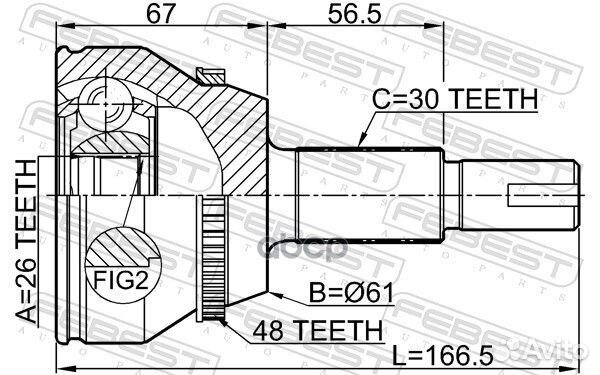 ШРУС наружный 26x61x30 0110-GGL15A48 Febest