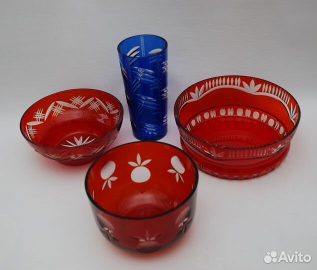 Вазы.Цветное стекло.СССР Винтаж