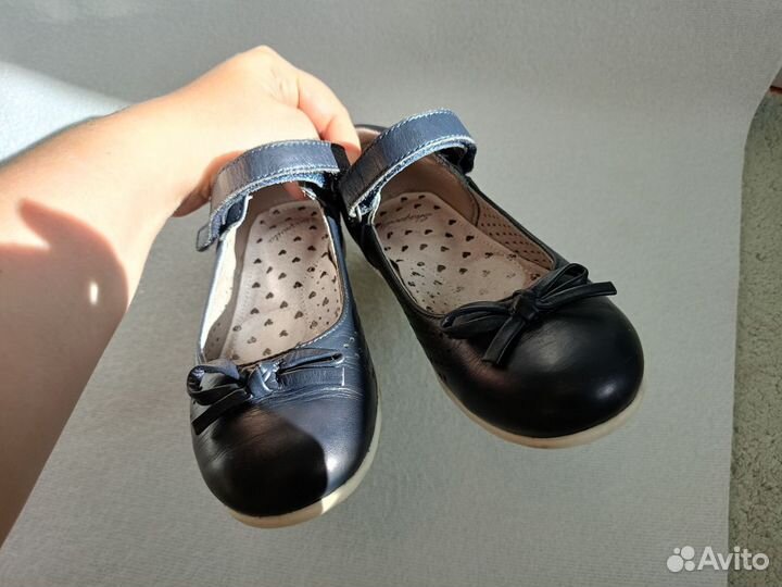 Школьные кожаные туфли для девочки, стелька 21 см
