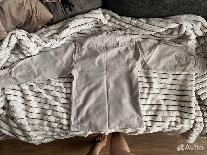 Рубашка серая на мальчика 128