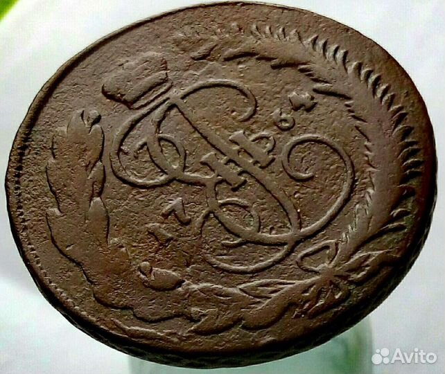 5 копеек 1764г мм,перечекан