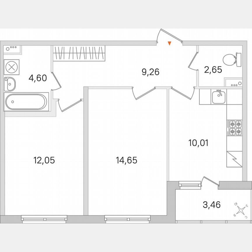 2-к. квартира, 55 м², 1/8 эт.
