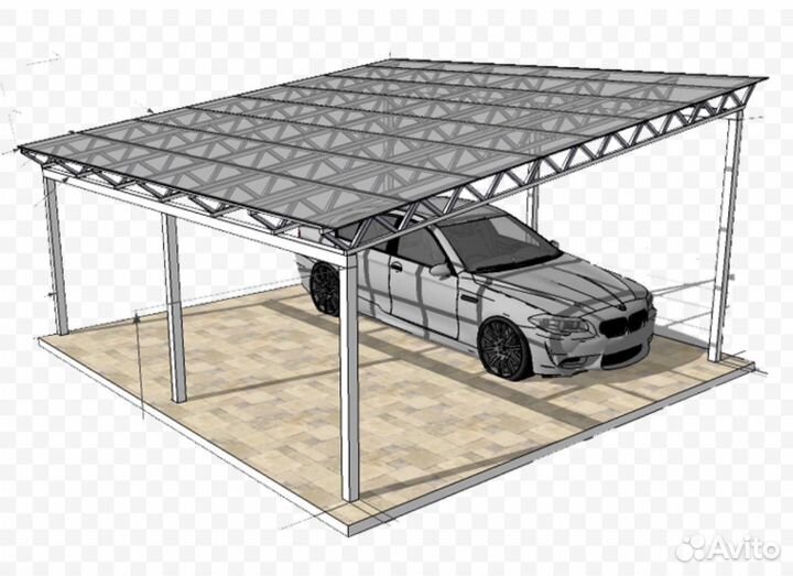 Навес односкатный для авто