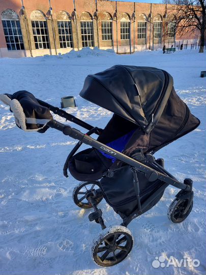 Коляска riko basic ozon 2 в 1 чёрная экокожа