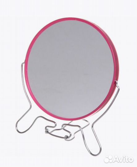 Зеркало настольное с увеличением розовое