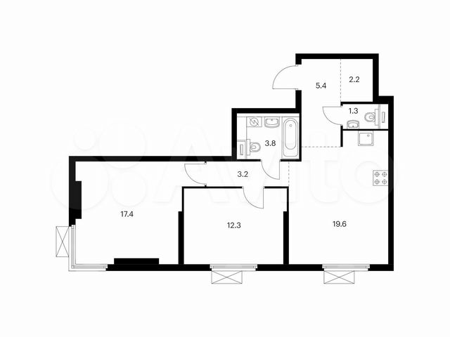 2-к. квартира, 65,2 м², 21/33 эт.
