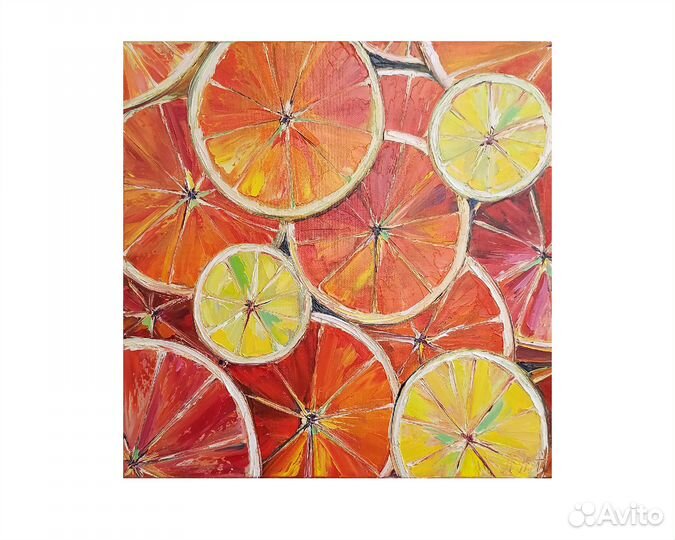 Картина апельсины маслом лимоны фрукты цитрусовые