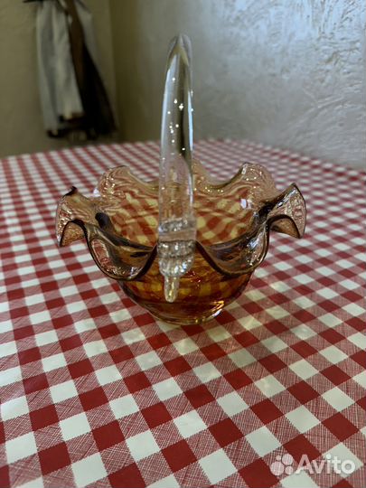 Ваза конфетница из цветного стекла СССР