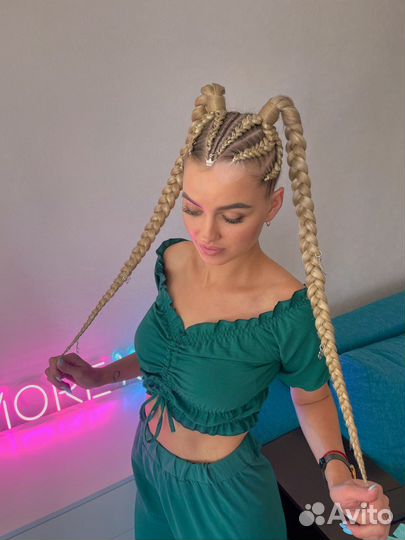 Афрохвост,косы с канекалоном,брейды,афрокосы