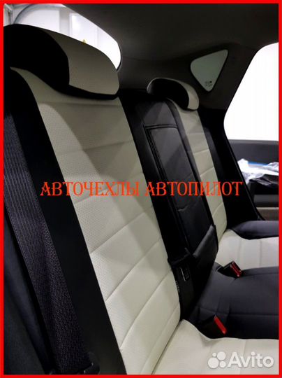 Чехлы Автопилот Opel Astra J из экокожи чёрно-белы