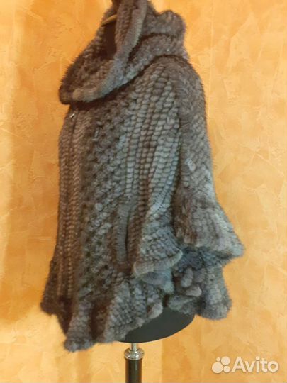 Пончо из вязаной норки