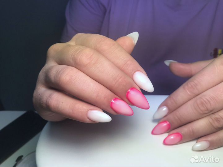 Наращивание, покрытие-гель лаком, маникюр
