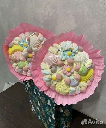 Съедобный букет из зефира, маршмеллоу