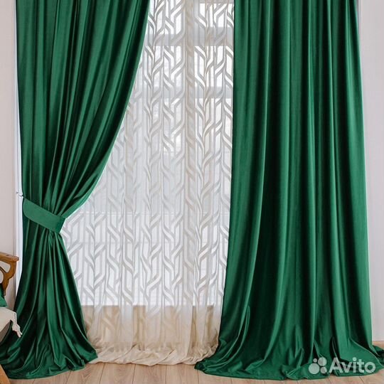 Шторы бархат Беллиссимо Изумруд