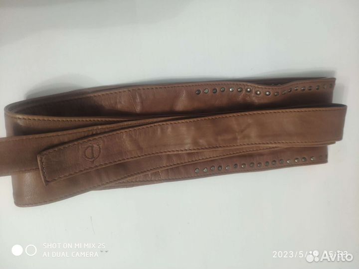 Ремень женский кожаный коричневый