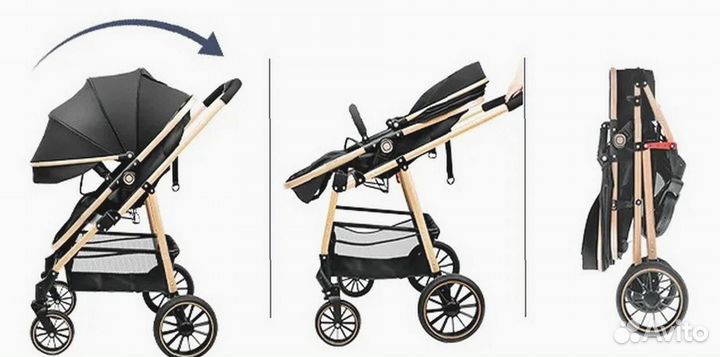 Коляска 3 в 1 с регулируемой ручкой