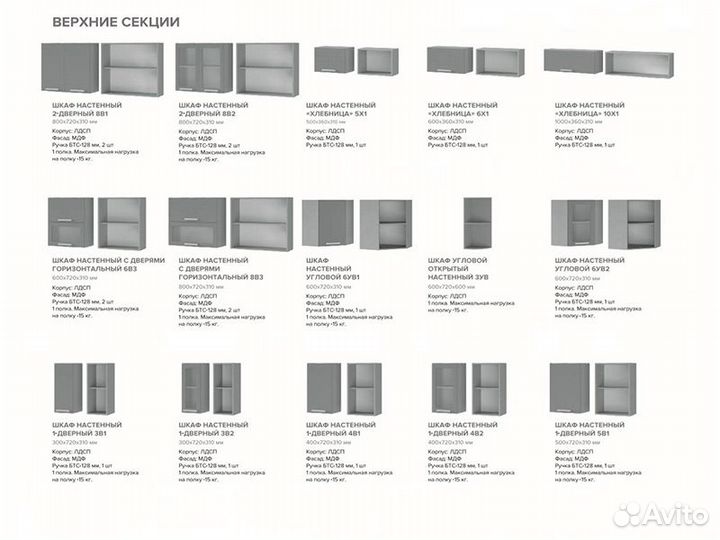 Кухня Афина айс Шкаф 6ув2 корп белый, фасад 6ув2