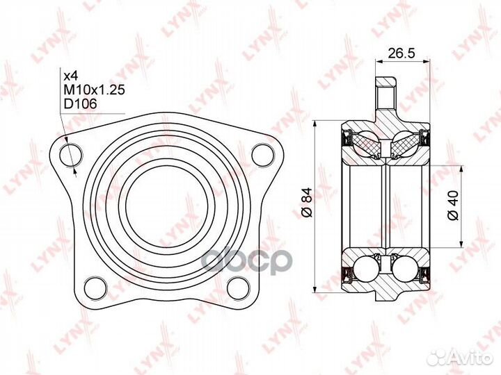 Ступица колеса перед прав/лев WB1018 lynxauto