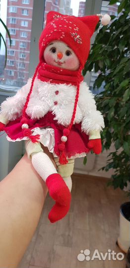 Снеговик, кукла ручной работы