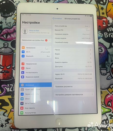 Планшет iPad Mini 2 A1489 16gb на запчасти